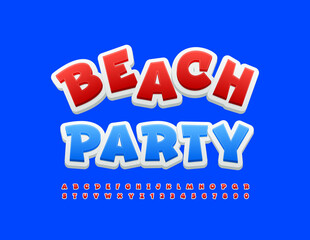 Naklejka na ściany i meble Vector playful Emblem Beach Party. Modern Funny 3D Font. Creative 3D Alphabet Letters and Numbers. 