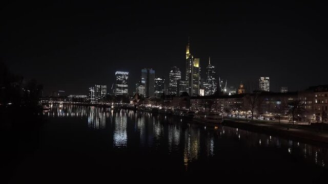 Frankfurt Skyline River 4K Night Lights