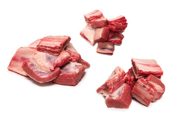 Raw beef ribs isolated on white background.