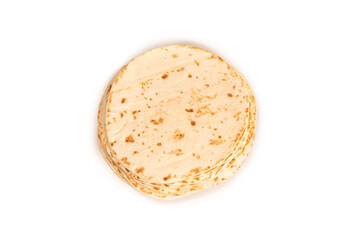 Grilled pitta bread isolated on white background.