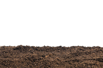 Soil for plant isolated on white background.