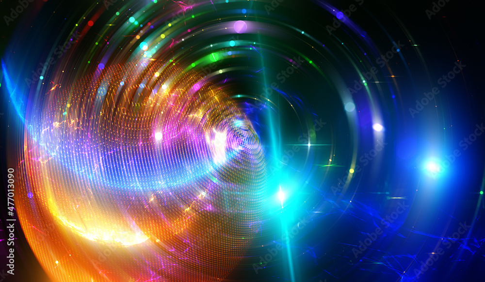 Wall mural digital background with connecting lines and circles. science background. illustration for your desi