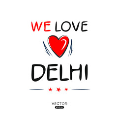 Creative Delhi text, Can be used for stickers and tags, T-shirts, invitations, vector illustration.