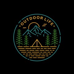 Mountain Camp Outdoor Emblem Logo Design