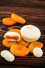 dried apricots in white chocolate