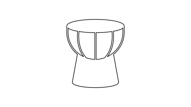 Black line African darbuka drum icon isolated on white background. Musical instrument. 4K Video motion graphic animation