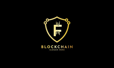 Crypto coin logos. Initial letter F logo, icon - Vector Digital money, block chain, finance symbol. Connect technology and digital, gold currency data concept for your corporate identity