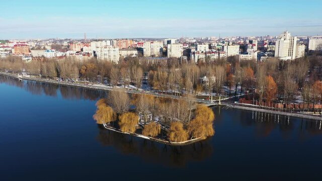 The Ternopol city landscape Ukraine aerial view