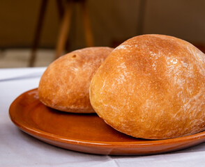 bread with ancient medieval recipe on a ceramic plate