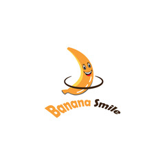 banana logo icon cartoon character design vector