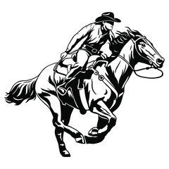 Cowboy in a hat riding a horse. Vector illustration for printing and cutting vinyl