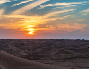 Fototapeta premium Shot of a dramatic sunset in the desert. Nature