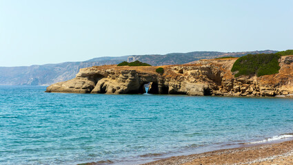 Panoramic view of Paleopoli beach in Kythira, Greece