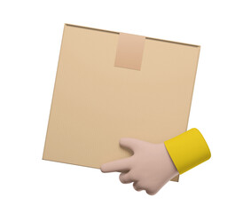 Fototapeta premium Delivery hands holding a cardboard box - 3D illustration
