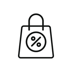 shopping bag with discount symbol icon vector