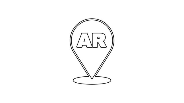 Black line Augmented reality AR icon isolated on white background. Virtual futuristic wearable devices. 4K Video motion graphic animation