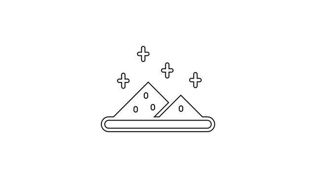 Black line Magic powder icon isolated on white background. 4K Video motion graphic animation