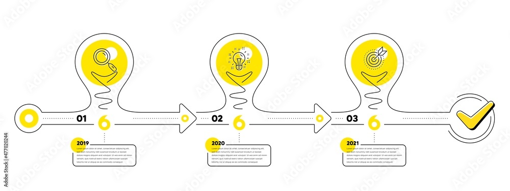 Poster business infographic template. lightbulb journey path infographics. timeline with 3 steps. workflow 