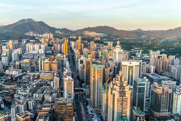 Obraz premium Aerial photo of construction complex in Shenzhen, Guangdong Province, China
