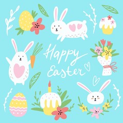 Illustration with Easter bunnies