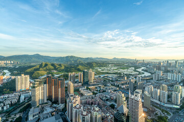 Fototapeta premium Aerial photo of construction complex in Shenzhen, Guangdong Province, China