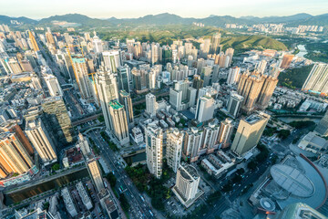 Fototapeta na wymiar Aerial photo of construction complex in Shenzhen, Guangdong Province, China
