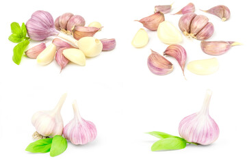 Group of Garlic isolated on a white background cutout
