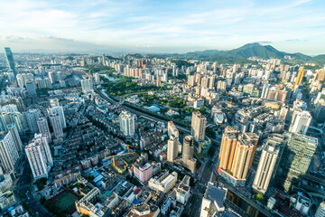 Naklejka na ściany i meble Aerial photo of construction complex in Shenzhen, Guangdong Province, China