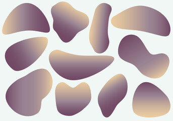 Abstract forms of purple beige liquid gradient. A set of modern graphic elements. Template of liquid organic forms.