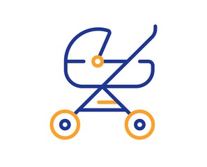 Baby carriage line icon. Stroller trolley sign. Pram buggy symbol. Colorful thin line outline concept. Linear style baby carriage icon. Editable stroke. Vector