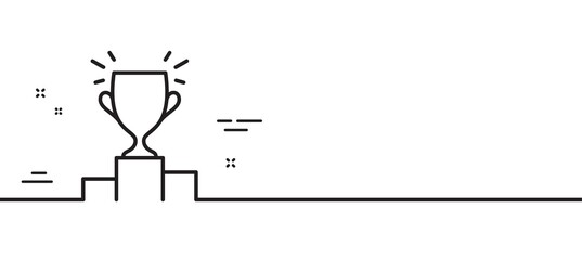 Winner podium line icon. Sports Trophy symbol. Championship achievement sign. Minimal line illustration background. Winner podium line icon pattern banner. White web template concept. Vector