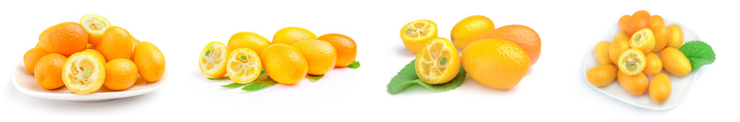 Set of cumquats isolated on a white background