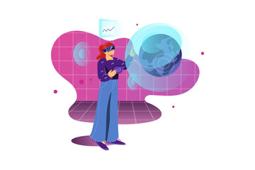 Metaverse technology future concept. VR virtual digital reality cyber metaverse simulation Innovation connection global blockchain experiences network.