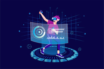 Obraz premium Metaverse and Virtual Reality Sports Illustration concept. Flat illustration isolated on white background.
