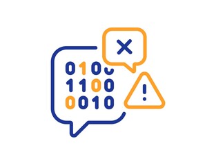 Binary code line icon. Ransomware threat sign. Cyber attack symbol. Colorful thin line outline concept. Linear style binary code icon. Editable stroke. Vector