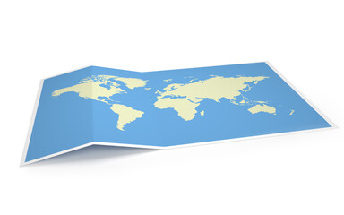 Paper map of world countries - 3D illustration