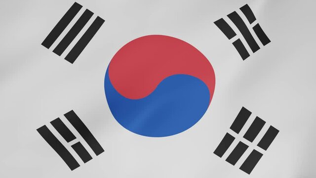 Bandera animada, Corea del Sur. 4K