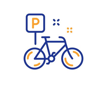 Bike Line Icon. Bicycle Parking Sign. Urban Traffic Symbol. Colorful Thin Line Outline Concept. Linear Style Bike Icon. Editable Stroke. Vector