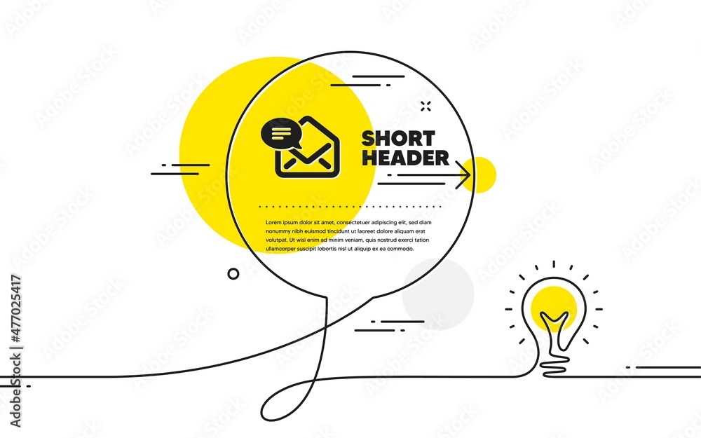 Poster new mail icon. continuous line idea chat bubble banner. message correspondence sign. e-mail symbol. 