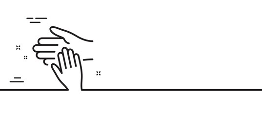 Volunteer care line icon. Helping hand sign. Hospice symbol. Minimal line illustration background. Volunteer line icon pattern banner. White web template concept. Vector