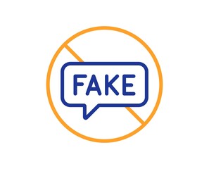 Fake news line icon. Stop propaganda conspiracy sign. Wrong truth symbol. Colorful thin line outline concept. Linear style fake news icon. Editable stroke. Vector