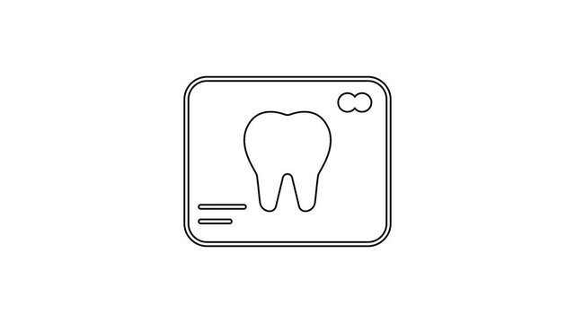 Black line X-ray of tooth icon isolated on white background. Dental x-ray. Radiology image. 4K Video motion graphic animation