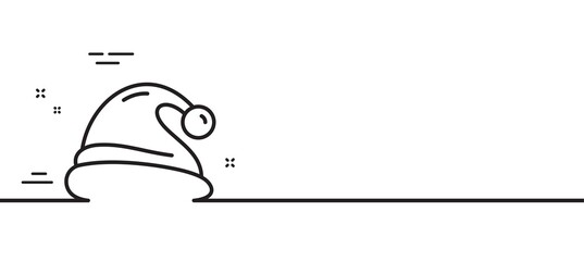 Santa hat line icon. Christmas or New year sign. Claus symbol. Minimal line illustration background. Santa hat line icon pattern banner. White web template concept. Vector