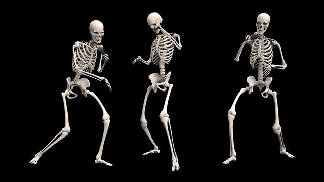 Skeletons rap - 3d render looped with alpha channel