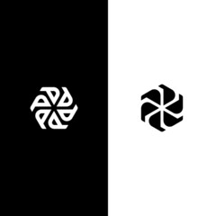 Hexagon initial letter P and can be letter b logo vector