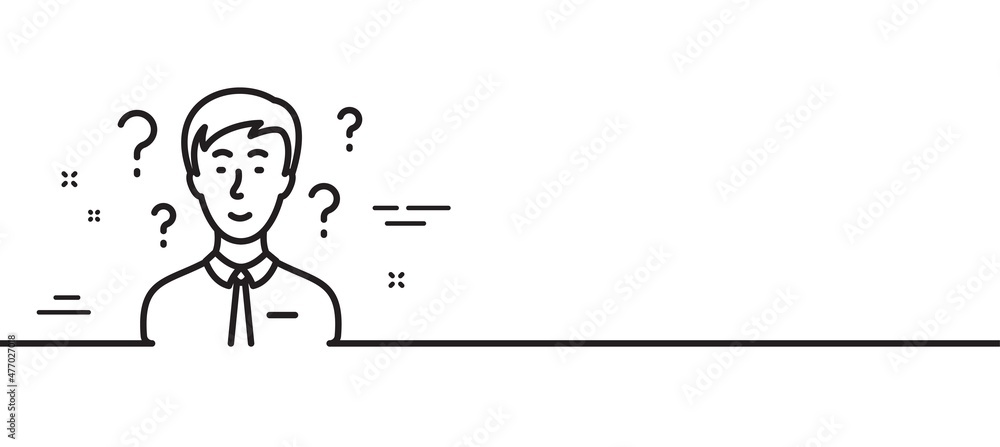 Poster question mark line icon. support consultant sign. minimal line illustration background. support cons