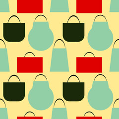 Women's stylish bags and packages. Seamless pattern for modern fabrics, wrapping paper. Vector.