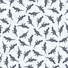Vector white canvas dinosaur t-rex sketch scattered polko dot repeat pattern 03. Perfect for textile, giftwrap and wallpaper. © Jamie Soon