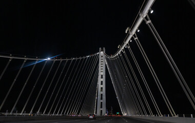 suspension bridge at night
