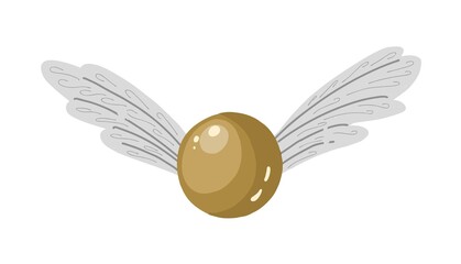 flying ball for the game. Magic. golden ball with wings